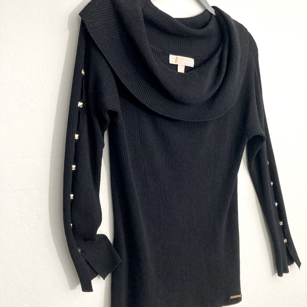 Michael Kors ribbed cowl sweater black L